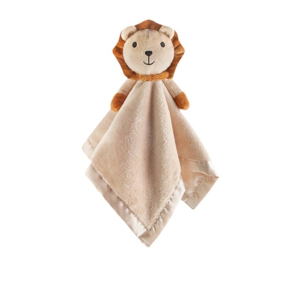 Pro Goleem Baby Lion‎ Tan Beige Lovey Satin Trim Plush Security Blanket Toy NWT